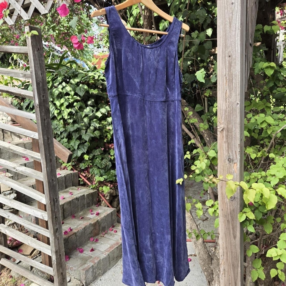 Vintage 90s Navy Sleeveless Minimalist Boho Dress